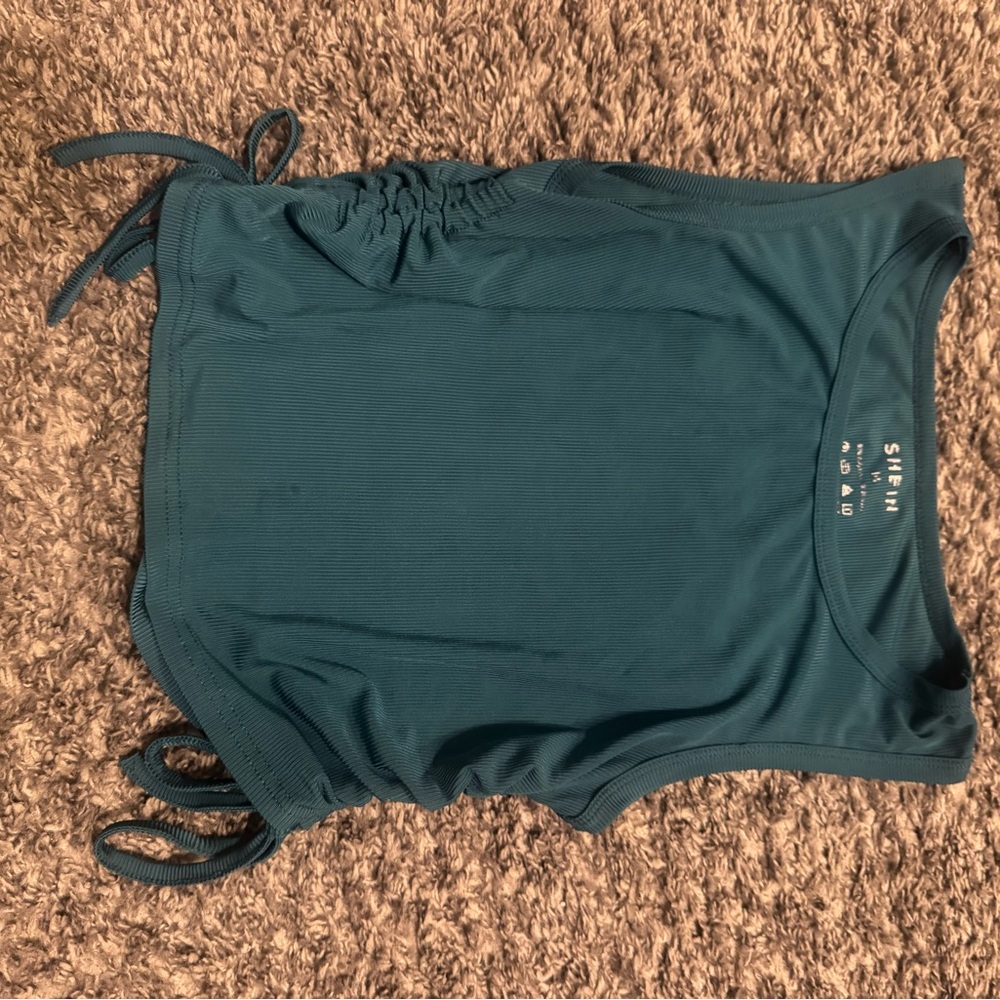 SHEIN Teal Sleeveless Top with Side Ruching